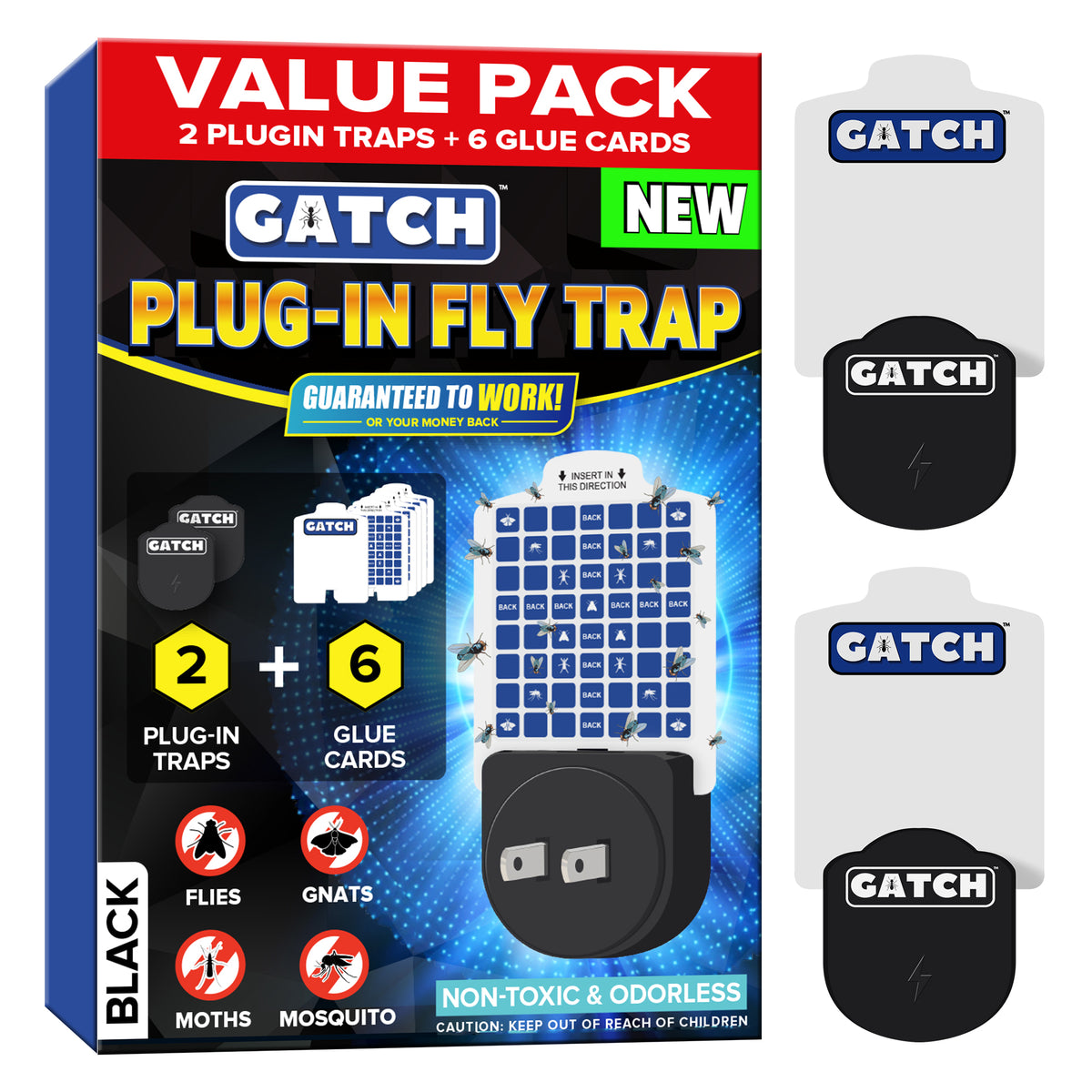 Indoor Plug-in Fly Trap for Flies - 2pk+6r