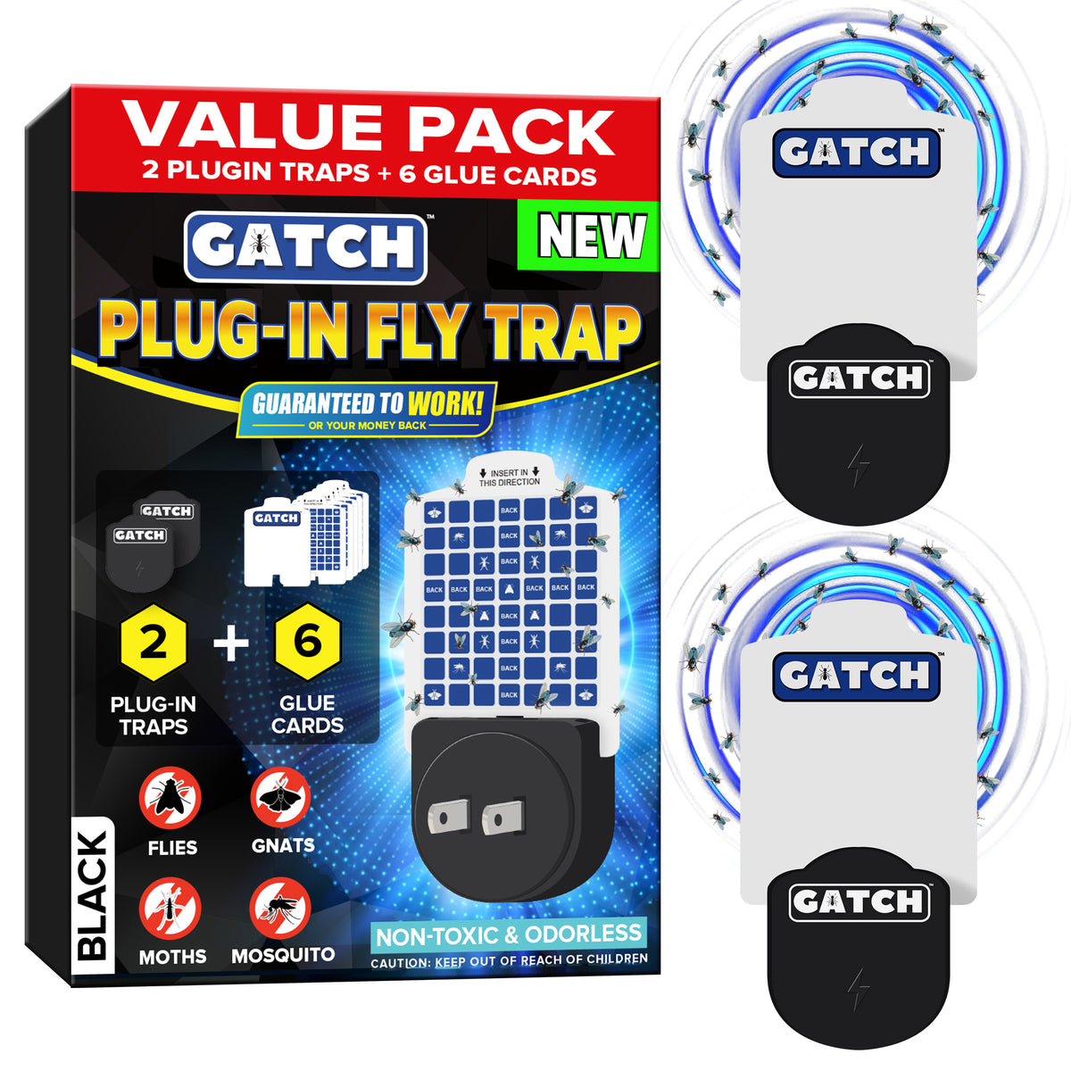 Indoor Plug-in Fly Trap for Flies - 2pk+6r